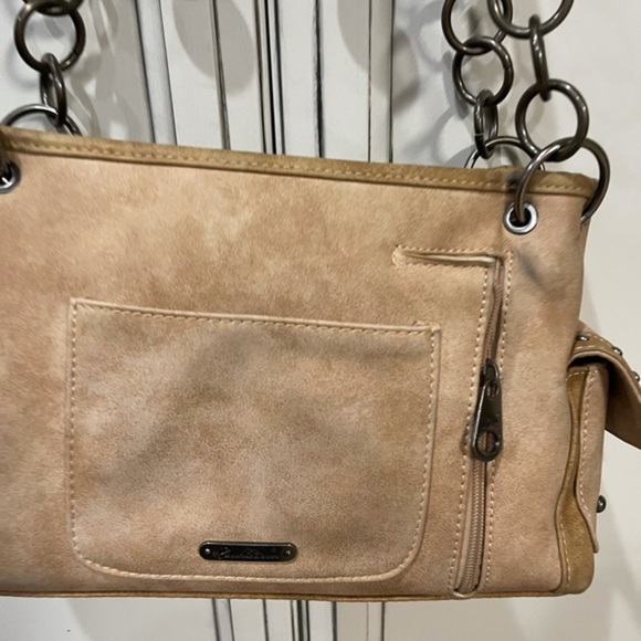 Montana West light brown tan leather satchel shoulder bag concealed carry - Picture 5 of 11